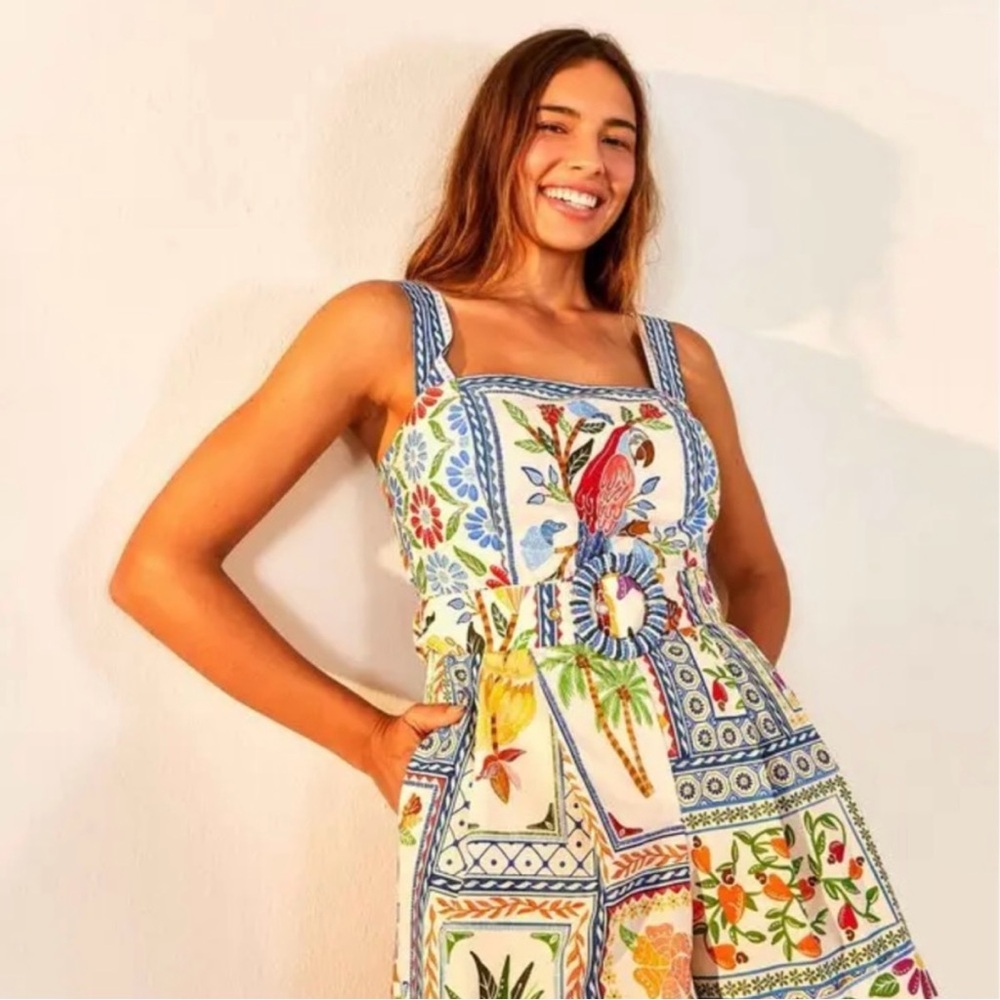 FARM Rio Multicolor Patchwork Floral Print Romper - Picture 2 of 8